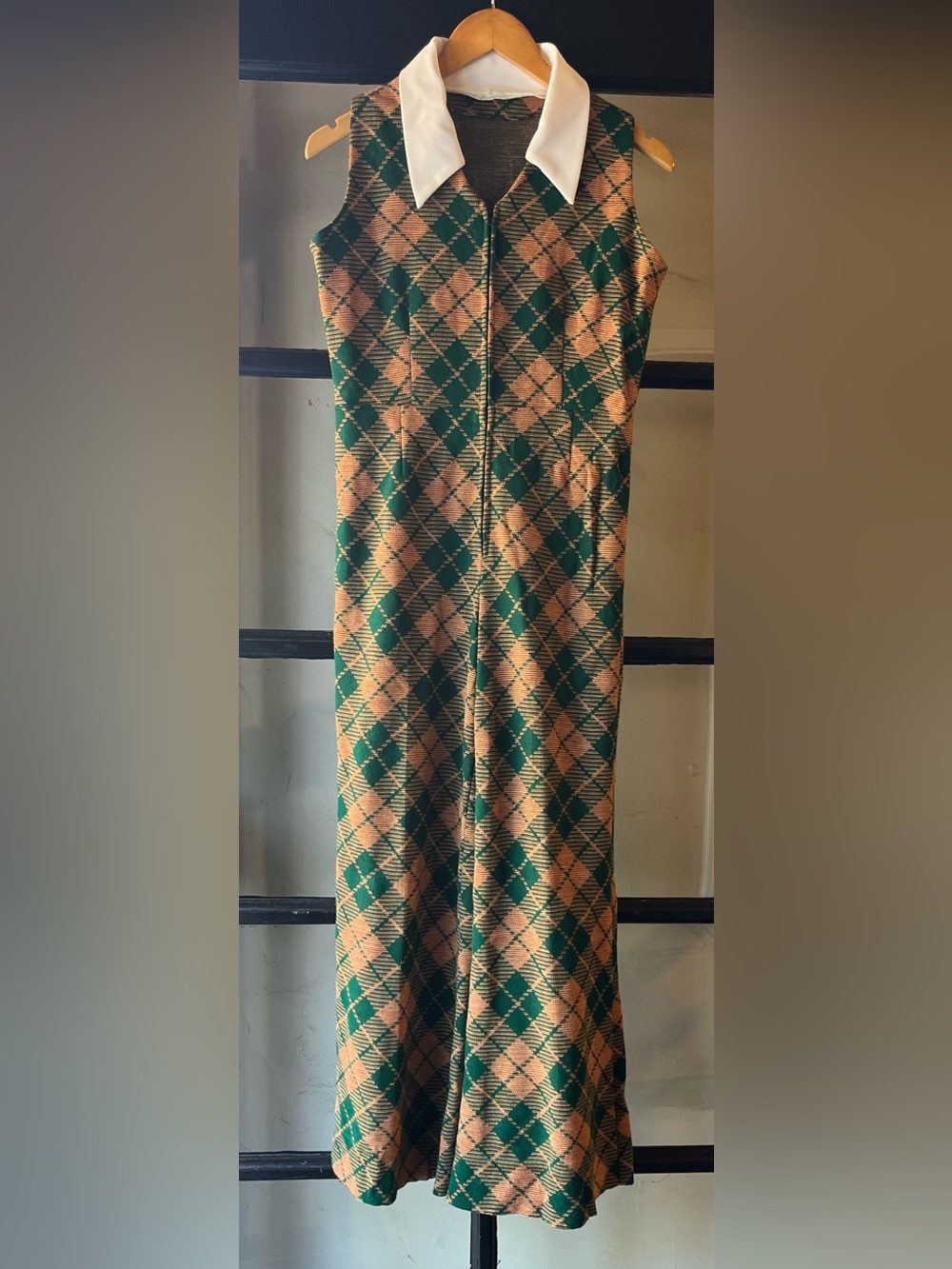 Rad 70’s Plaid Zip Up Jumpsuit Romper